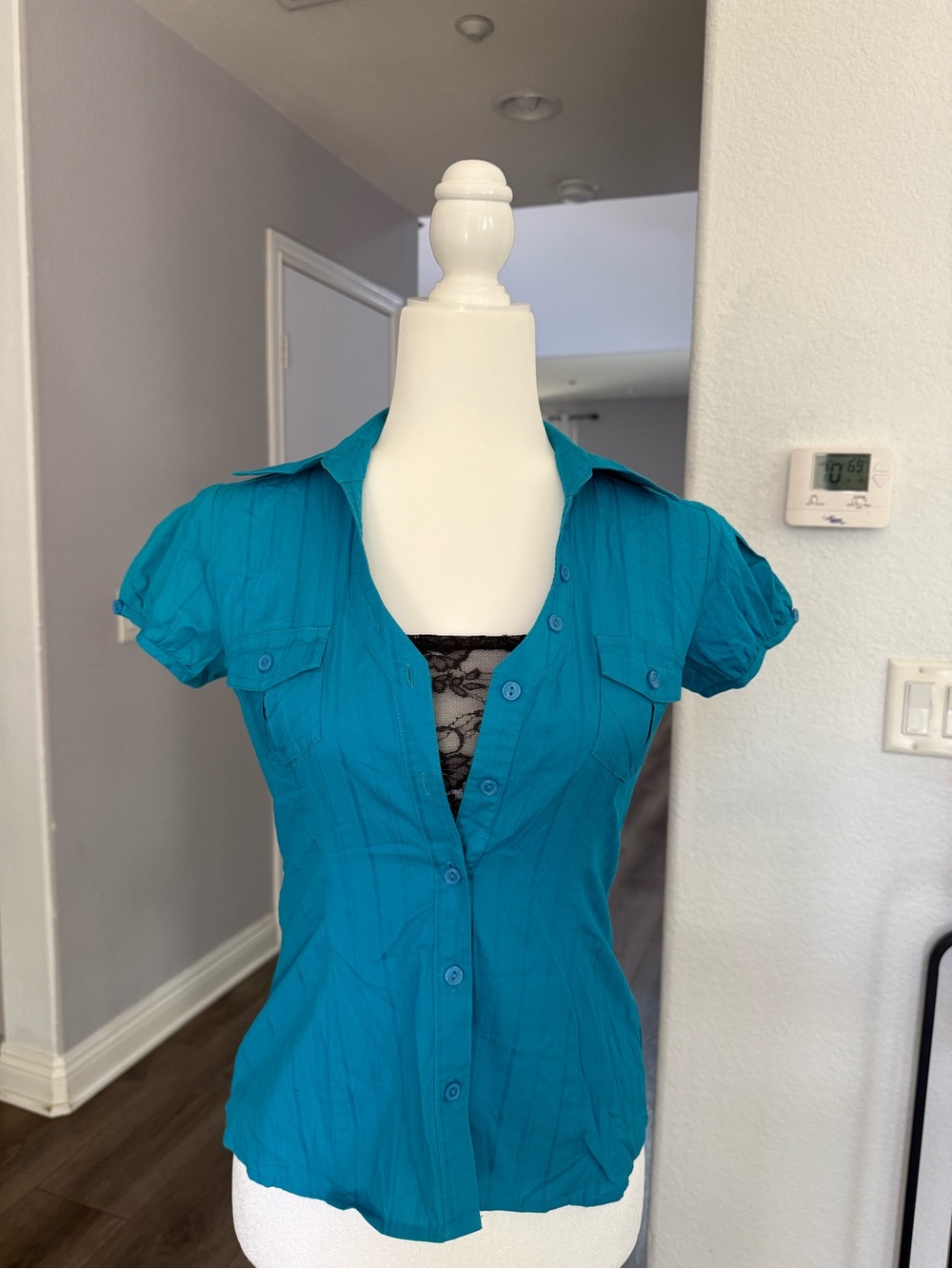 Y2K vintage BCX Teal Short-Sleeve Button Down Shirt